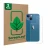 Parte frontal de un envase de producto con el logotipo de la marca ScreenLeaf. Al lado se muestra el dispositivo Apple iPhone 