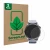 Parte frontal de un envase de producto con el logotipo de la marca ScreenLeaf. Al lado se muestra el dispositivo Garmin Fenix 