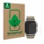 Parte frontal de un envase de producto con el logotipo de la marca ScreenLeaf. Al lado se muestra el dispositivo Apple Watch U