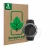Parte frontal de un envase de producto con el logotipo de la marca ScreenLeaf. Al lado se muestra el dispositivo Huami Amazfit